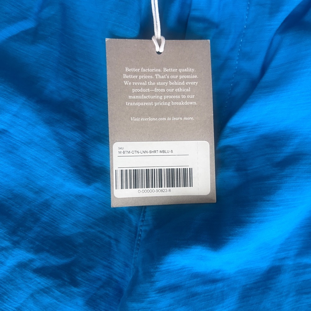 NEW NWT Everlane Men's S Blue Organic Cotton Linen Cargo Pockets Bermuda Shorts - Picture 5 of 8